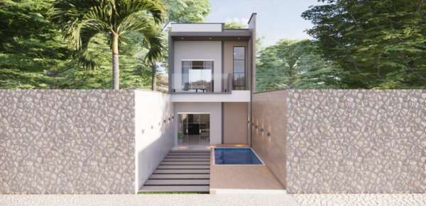 Sobrado com piscina - Terreno 5 x 20 m