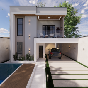 Sobrado com piscina para um terreno 10 x 25 m